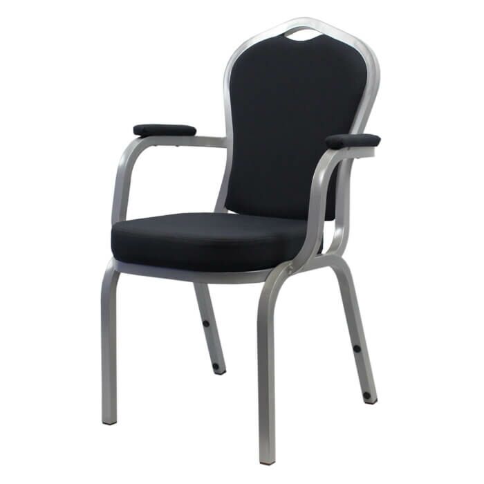 Profile view of Saturn Aluminium Stacking Chair with Arms