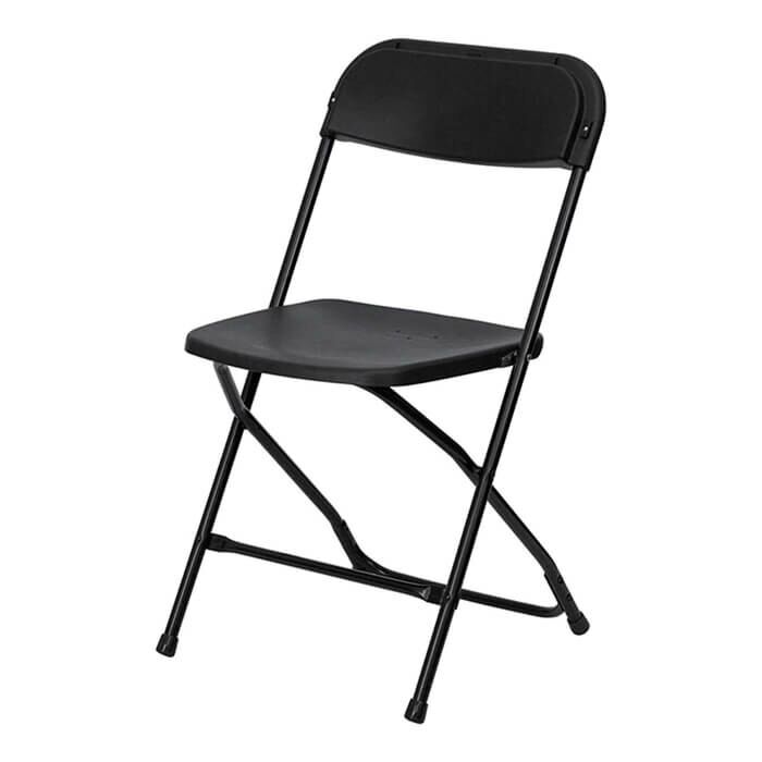 Profile view of Black Economy Plastic Folding Chair