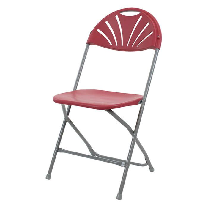 Profile view of Burgundy Economy Fanback Plastic Folding Chair