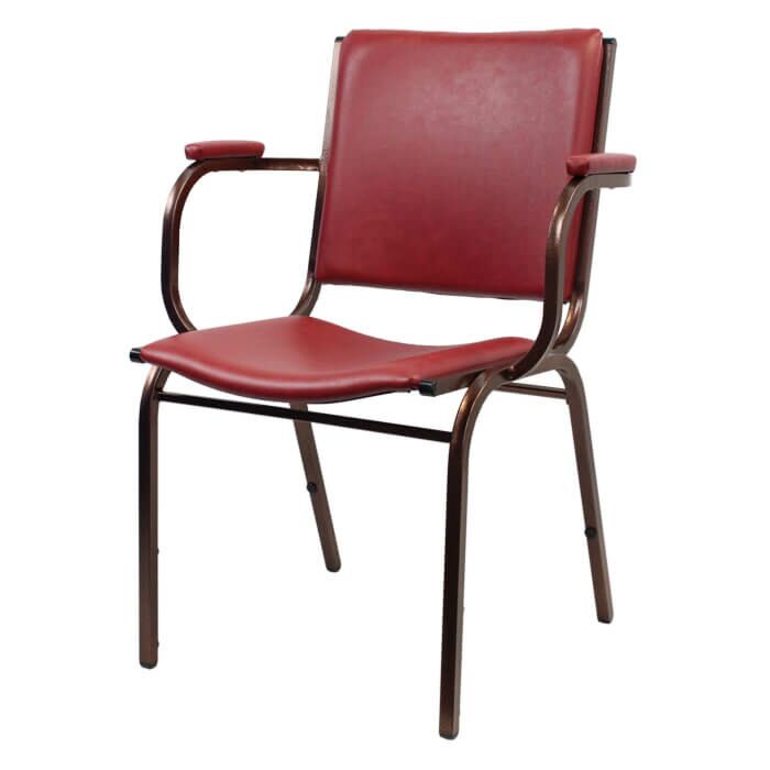 Profile view of Pluto Steel Stacking Chair with Arms