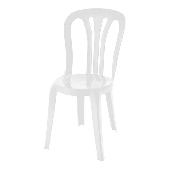 Profile view of White Garrotxa Plastic Stacking Chair