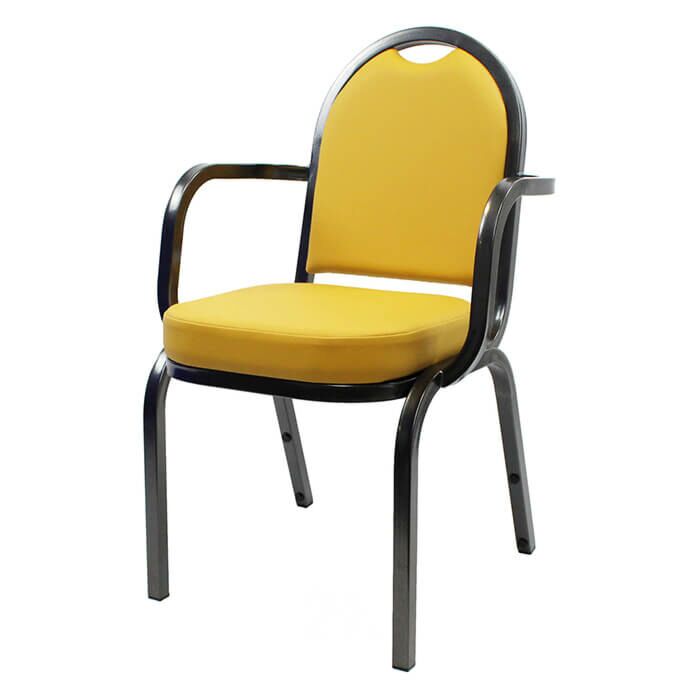 Profile view of Eurosteel Steel Stacking Chair with Arms