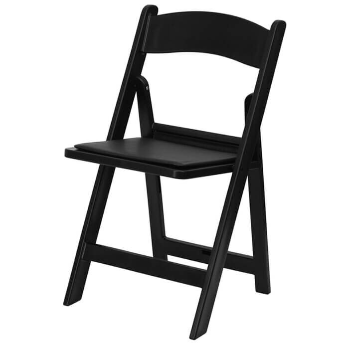 Profile view of Black Wedding Folding Chair