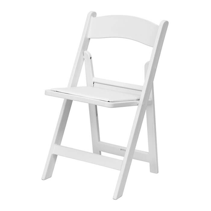 Profile view of White Wedding Folding Chair