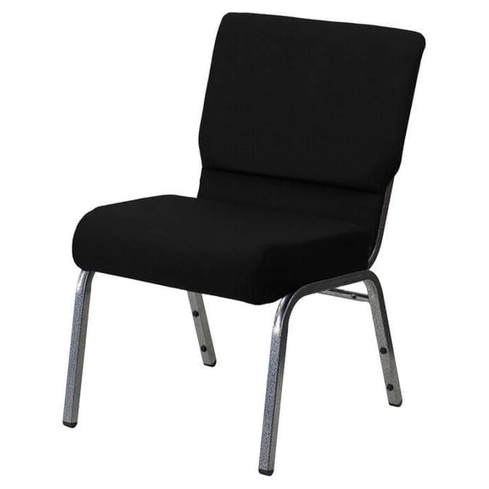 Profile view of Worship Church Chair in Black Fabric