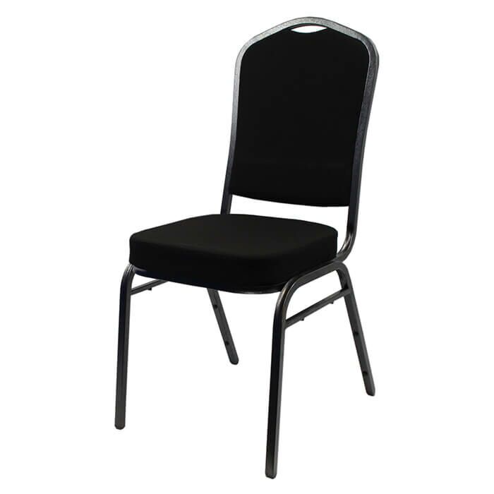 Profile view of Diamond Steel Banqueting Chair in Black Fabric