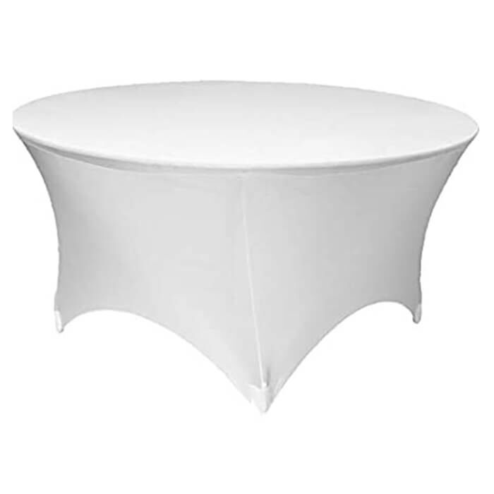 Premium Spandex Round Table Cover White