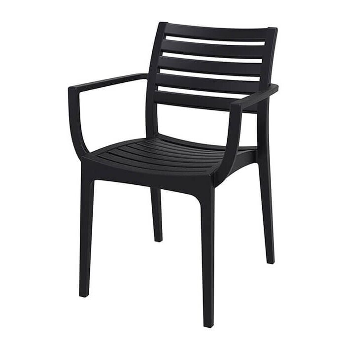 Profile view of Trevi Plastic Stacking Chair with Arms