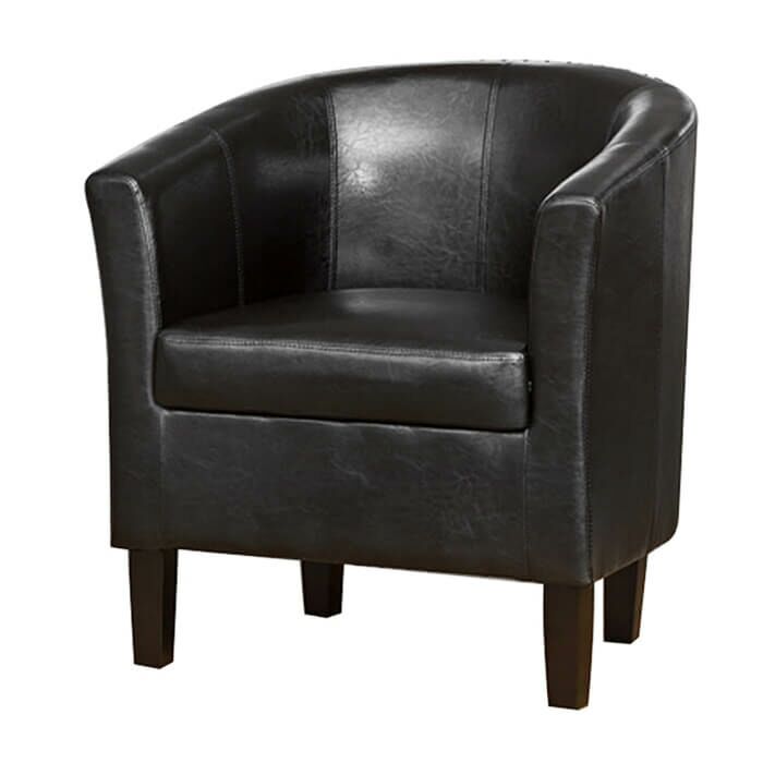 Tub Chair - Faux Leather Black
