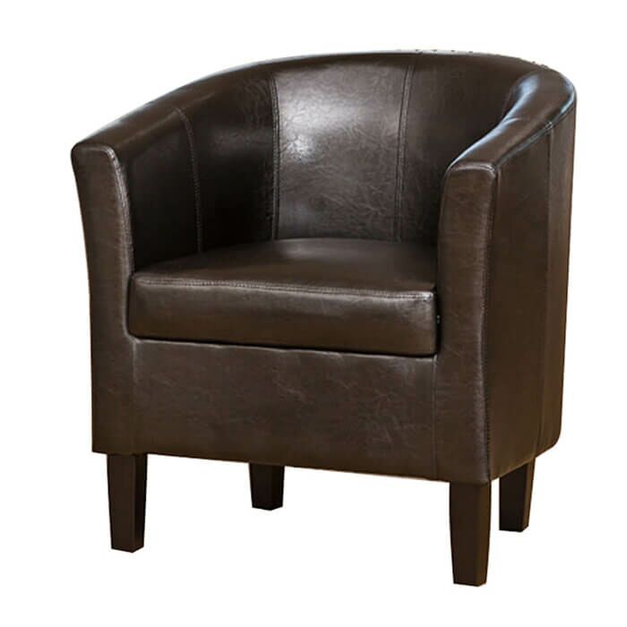 Tub Chair - Faux Leather Brown