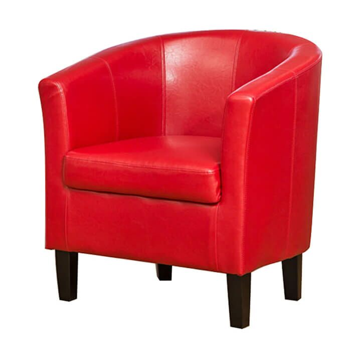 Tub Chair - Faux Leather Red