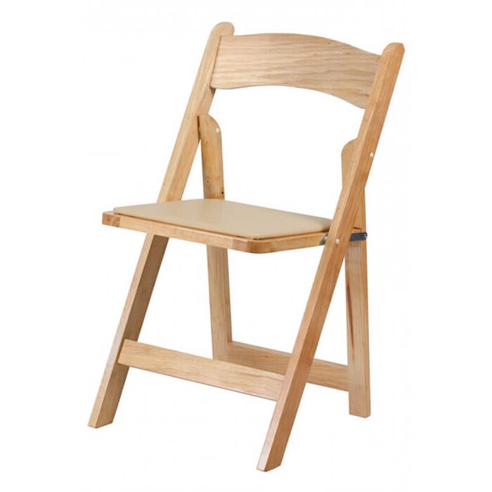 Profile view of Natural Wedding Folding Chair with Natural Seat