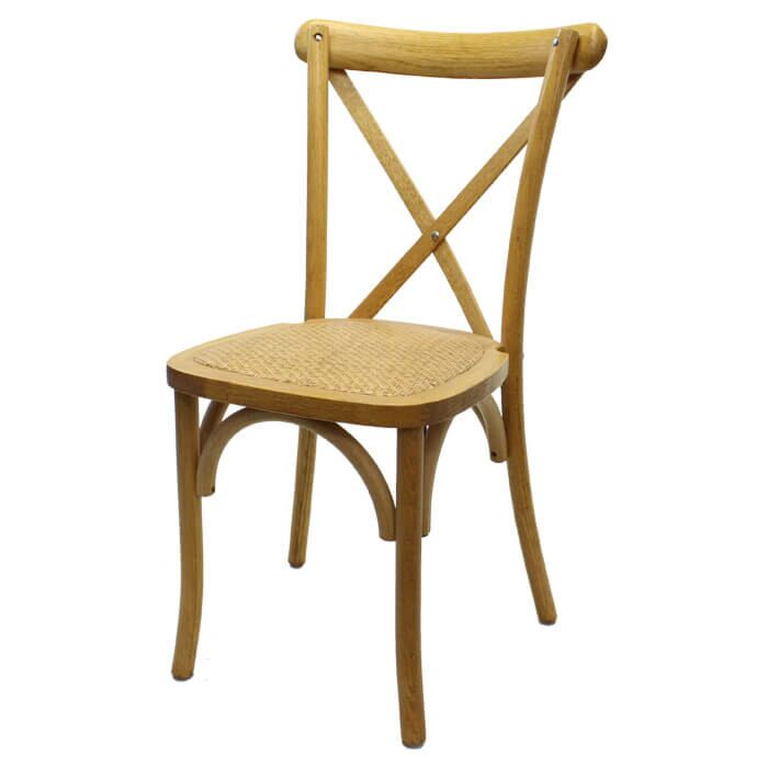 Crossback Stacking Chair - Tipi Brown with Rattan Seat Pad
