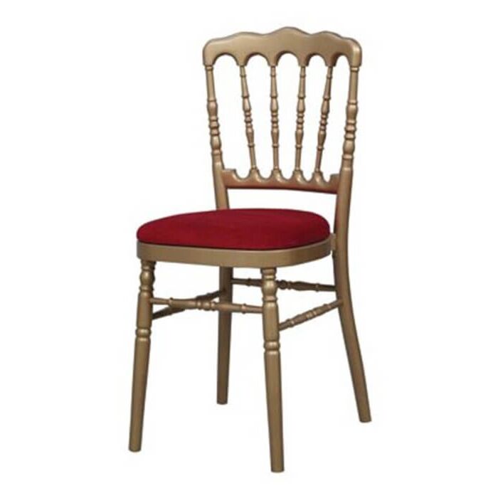 Profile view of Napoleon Banqueting Chair with Red Seat Pad