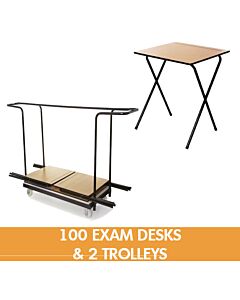 100 Folding Exam Desks and Large Trolley Bundle