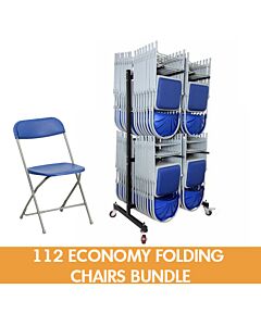112 Economy Plastic Folding Chairs Bundle