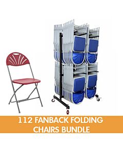 112 Fanback Plastic Folding Chairs Bundle