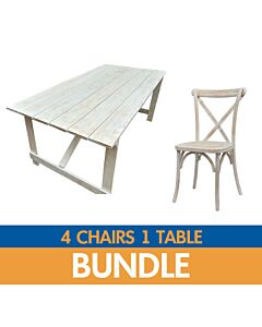 Crossback Chair and Farm Table Bundle - Limewash Finish