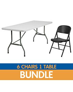 Black Apollo Chair and White Plastic Folding Table Bundle