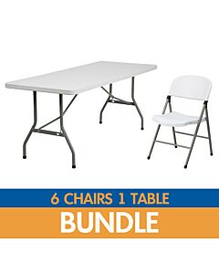 White Apollo Chair and White Plastic Folding Table Bundle