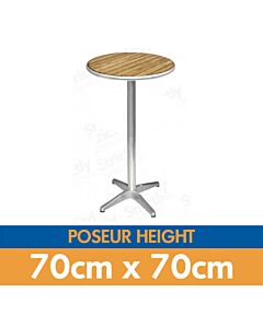 Round Poseur Bistro Table with Ash Table Top - 2ft 3in (70cm)