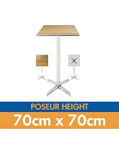 Square Poseur Bistro Table with Ash Table Top - Flip Top & Stacking - 2ft 3in (70cm)