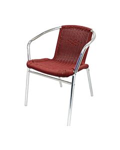 Profile view of Aluminium Wicker Chair with Arms in Red