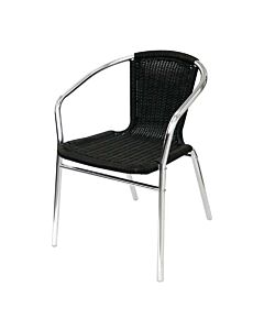 Profile view of Aluminium Wicker Chair with Arms in Black