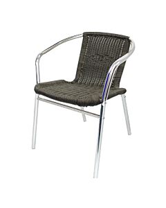 Profile view of Aluminium Wicker Chair with Arms in Charcoal