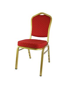Profile view of Diamond Aluminium Banqueting Chair in Red Fabric