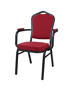 Diamond Aluminium Stacking Chair with Arms - Smooth Black Frame