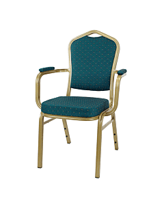 Diamond Aluminium Stacking Chair with Arms - Smooth Gold Frame