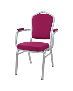 Diamond Aluminium Stacking Chair with Arms - Smooth Silver Frame