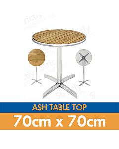 Round Bistro Table with Ash Table Top - Flip Top & Stacking - 2ft 3in (70cm)