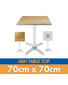 Square Bistro Table with Ash Table Top - Flip Top & Stacking - 2ft 3in (70cm)