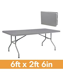 Centre Fold Rectangle Plastic Folding Table Grey - 6ft x 2ft 6in (180cm x 76cm)
