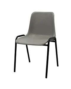 Profile view of Economy Plastic Stacking Chair Grey Shell Black Frame