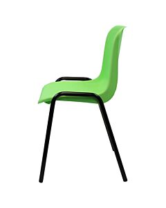 Profile view of Economy Plastic Stacking Chair Lime Shell Black Frame