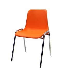 Economy Plastic Stacking Chair - Orange Shell Chrome Frame
