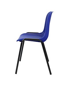 Profile view of Economy Plastic Stacking Chair Blue Shell Black Frame