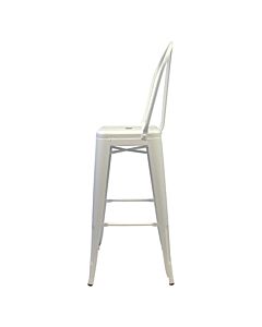 Profile view of White Tolix Bar Height Stool High Back