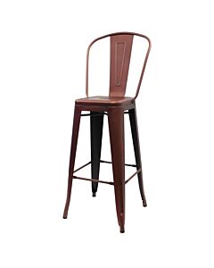 Tolix Style 76cm Bar Height Stool with Tall Back Rest - Copper