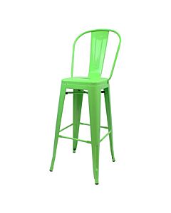 Profile view of Green Tolix Bar Height Stool High Back
