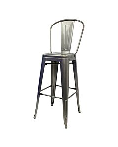 Profile view of Industrial Grey Tolix Bar Height Stool High Back