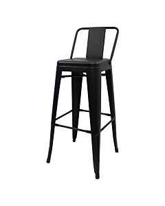 Profile view of Matte Black Tolix Bar Height Stool Low Back