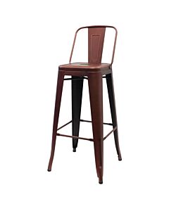 Tolix Style 76cm Bar Height Stool Low Back - Copper