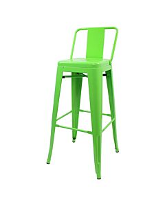 Profile view of Green Tolix Bar Height Stool Low Back