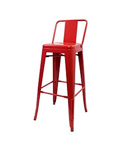 Profile view of Red Tolix Bar Height Stool Low Back