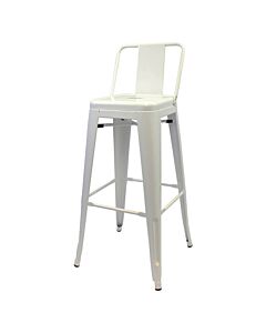 Profile view of White Tolix Bar Height Stool Low Back