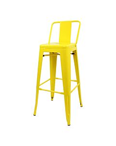 Profile view of Yellow Tolix Bar Height Stool Low Back